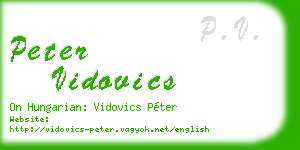 peter vidovics business card